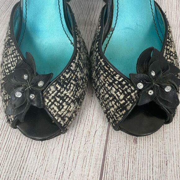 Steven madden black and white tweed open toe high heels sz 7.5 - Picture 11 of 11